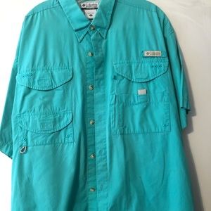 Teal Columbia fishing shirt